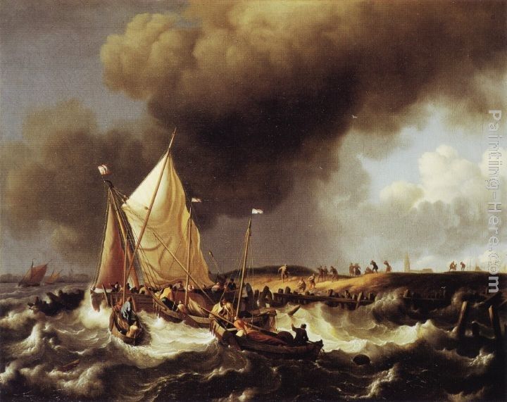 Ludolf Backhuysen Boats in a Storm